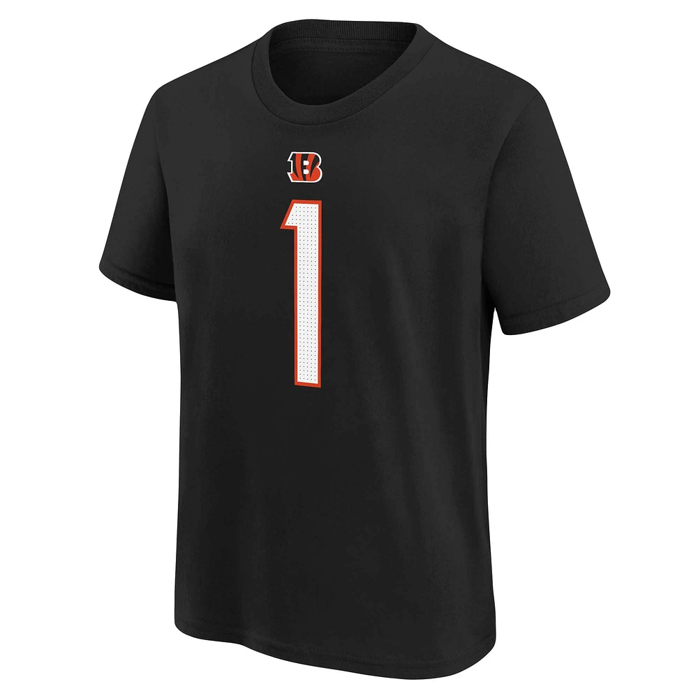 T-shirt Nike Ja'Marr Chase pour enfants d'âge préscolaire, noir, nom et numéro du joueur des Bengals de Cincinnati