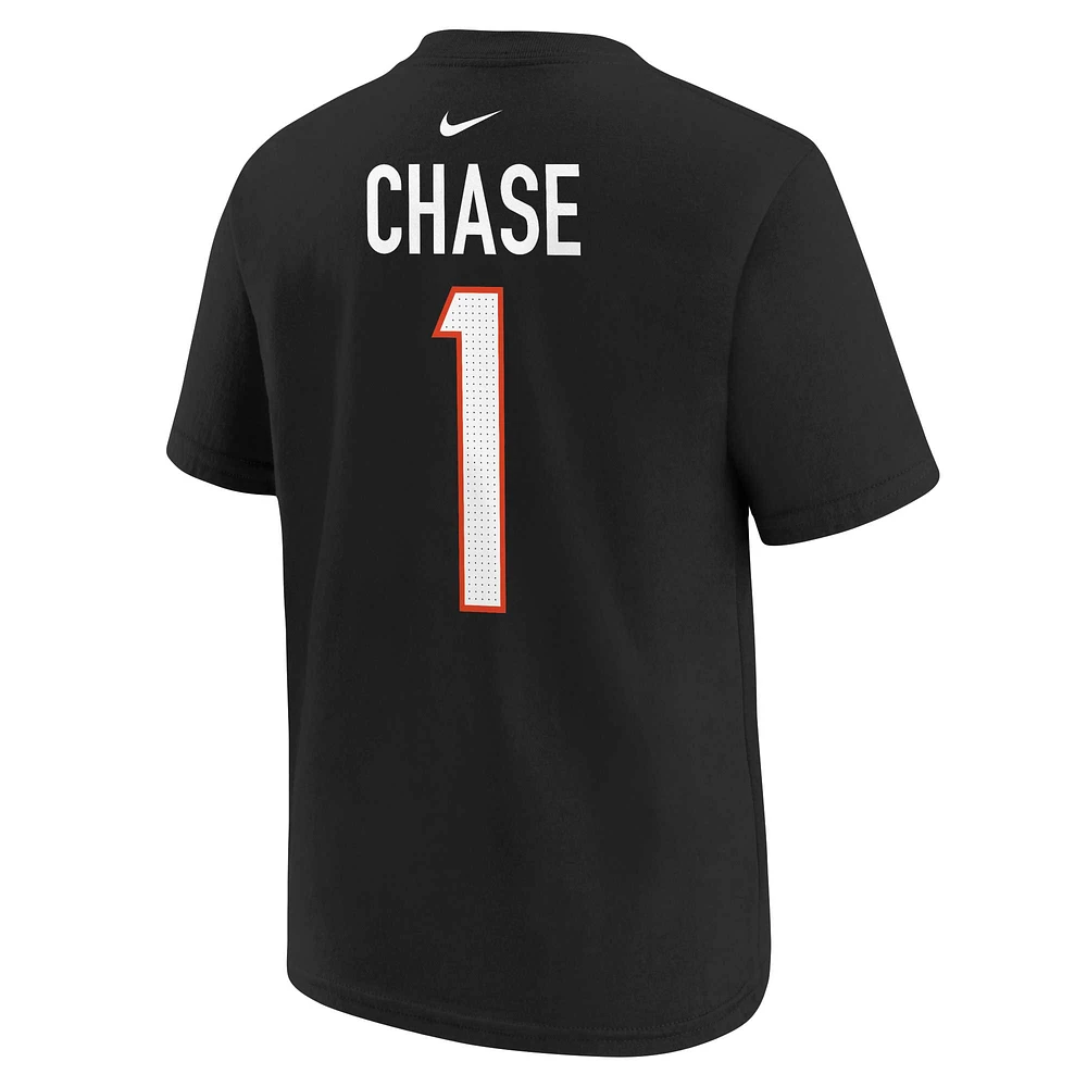 T-shirt Nike Ja'Marr Chase pour enfants d'âge préscolaire, noir, nom et numéro du joueur des Bengals de Cincinnati