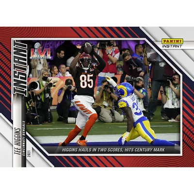 Tee Higgins Cincinnati Bengals Fanatics Exclusive Parallel Panini Instant Super Bowl LVI Higgins Hauls in Two Scores, Hits Century Marks Single Trading Card - Limited Edition of 99