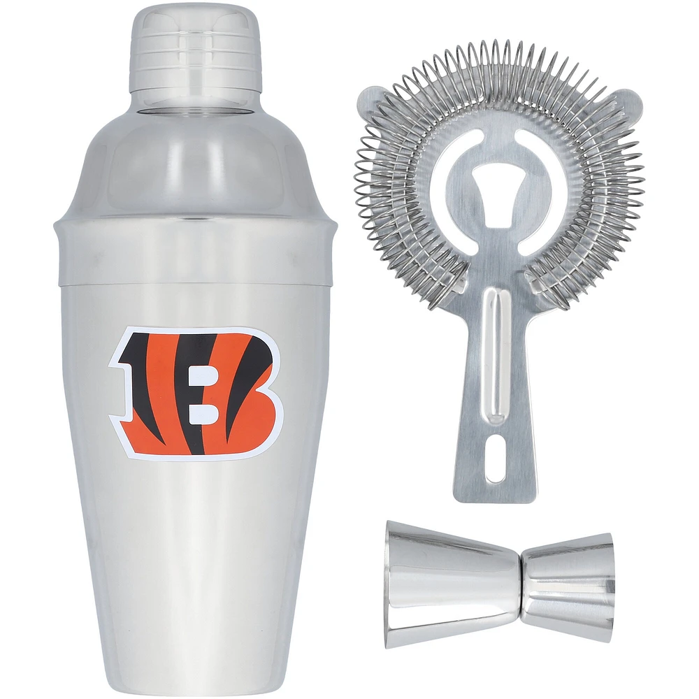 The Memory Company Cincinnati Bengals Stainless Steel Shaker, Strainer & Jigger Set