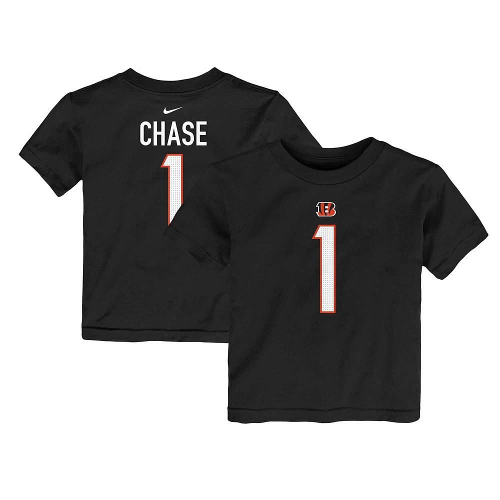 T-shirt Nike Ja'Marr Chase pour tout-petit, noir, nom et numéro du joueur des Bengals de Cincinnati