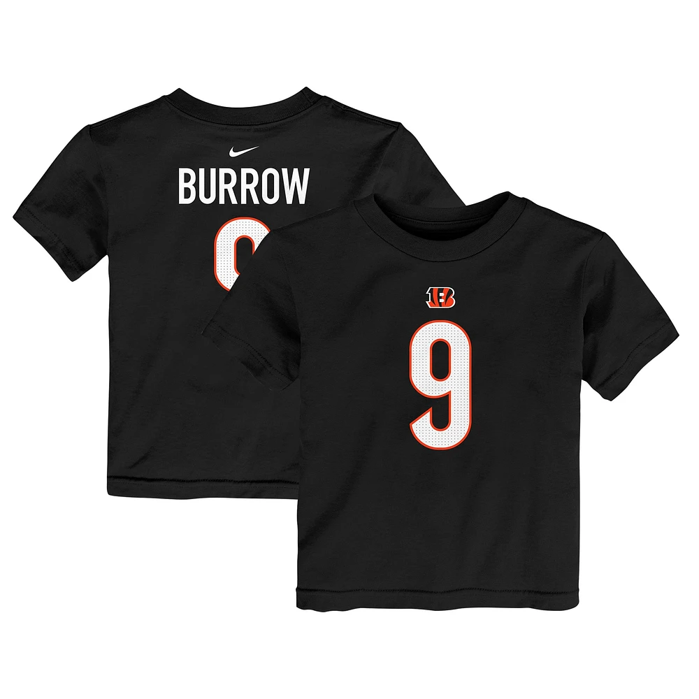 T-shirt Nike Joe Burrow pour tout-petit, noir, nom et numéro du joueur des Bengals de Cincinnati