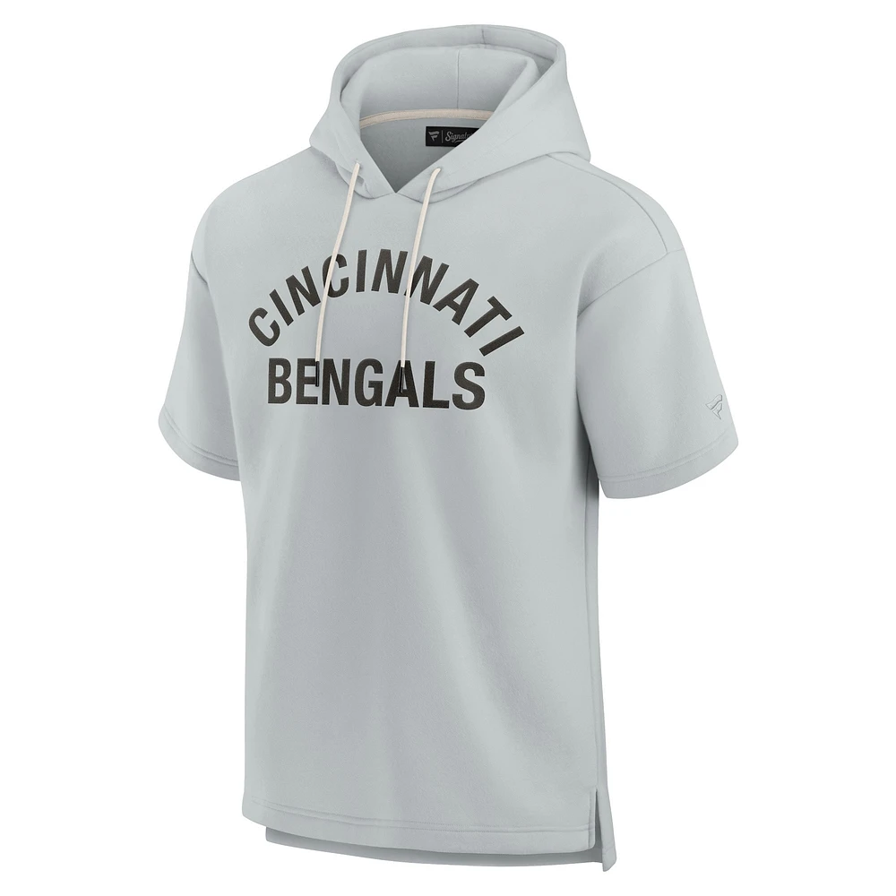 Unisex Fanatics Gray Cincinnati Bengals Elements Super Soft Fleece Short Sleeve Pullover Hoodie