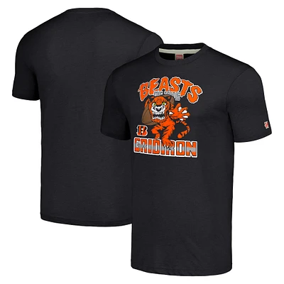 T-shirt à trois mélanges unisexe Hommage Charcoal Cincinnati Bengals Monstres du Gridiron Halloween