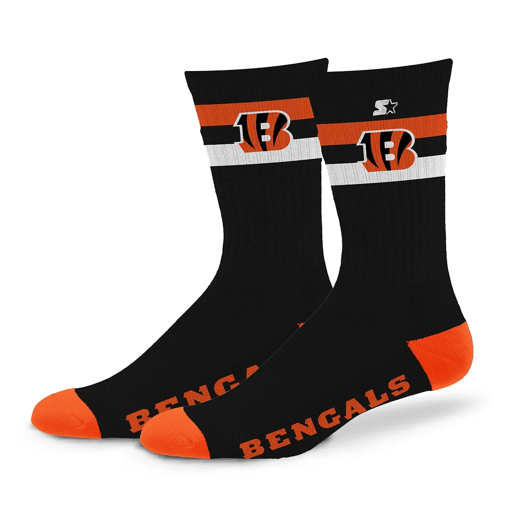 Unisex Starter Cincinnati Bengals Team Color Two-Stripe Crew Socks