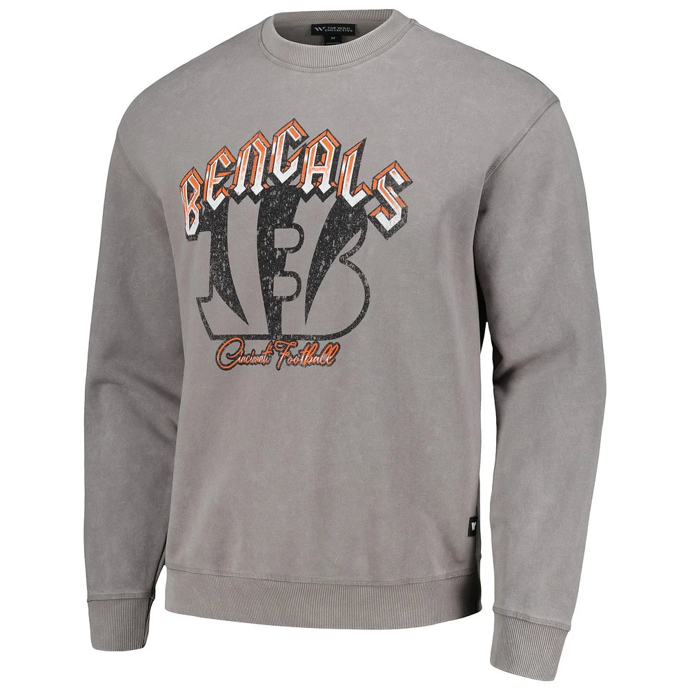 Sweat-shirt unisexe The Wild Collective gris Cincinnati Bengals en détresse