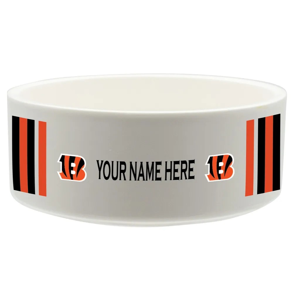 Lids Cincinnati Bengals 35oz. Personalized Vertical Stripe Pet Bowl - White