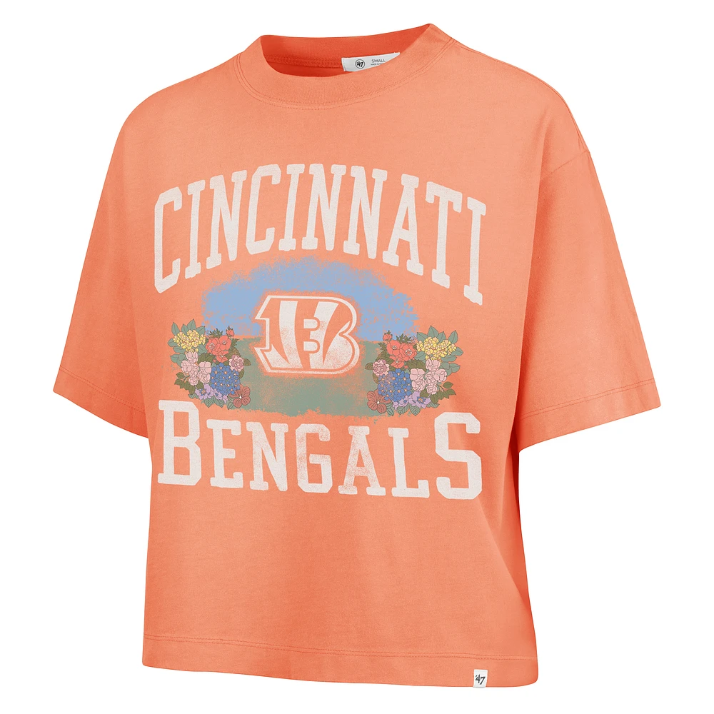 Women's '47  Orange Cincinnati Bengals Florentina Montauk Cropped T-Shirt