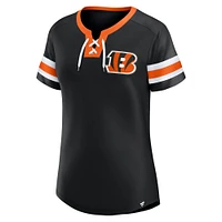 T-shirt à lacets et paillettes noir Cincinnati Bengals Fanatics pour femme