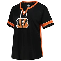 Women's Fanatics Joe Burrow Black Cincinnati Bengals Plus Name & Number Lace-Up T-Shirt