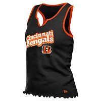 Débardeur tri-mélange noir à ourlet ondulé et col cranté pour femme New Era Cincinnati Bengals