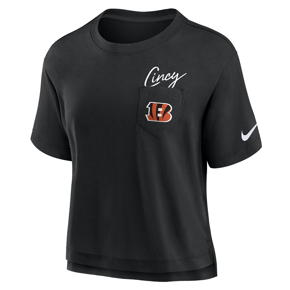 T-shirt Nike Performance Pocket pour femme, noir, Cincinnati Bengals