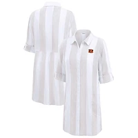 Women's Tommy Bahama  Khaki/White Cincinnati Bengals Rugby Beach Stripe Button-Up Tunic