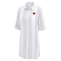 Women's Tommy Bahama  Khaki/White Cincinnati Bengals Rugby Beach Stripe Button-Up Tunic