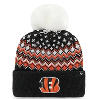 Women's '47 Black Cincinnati Bengals Elsa Cuffed Knit Hat with Pom