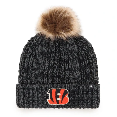 Bonnet tricoté à revers Meeko '47 Black Cincinnati Bengals pour femme avec pompon