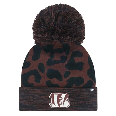 Bonnet en tricot à revers et pompon marron Cincinnati Bengals '47 pour femme