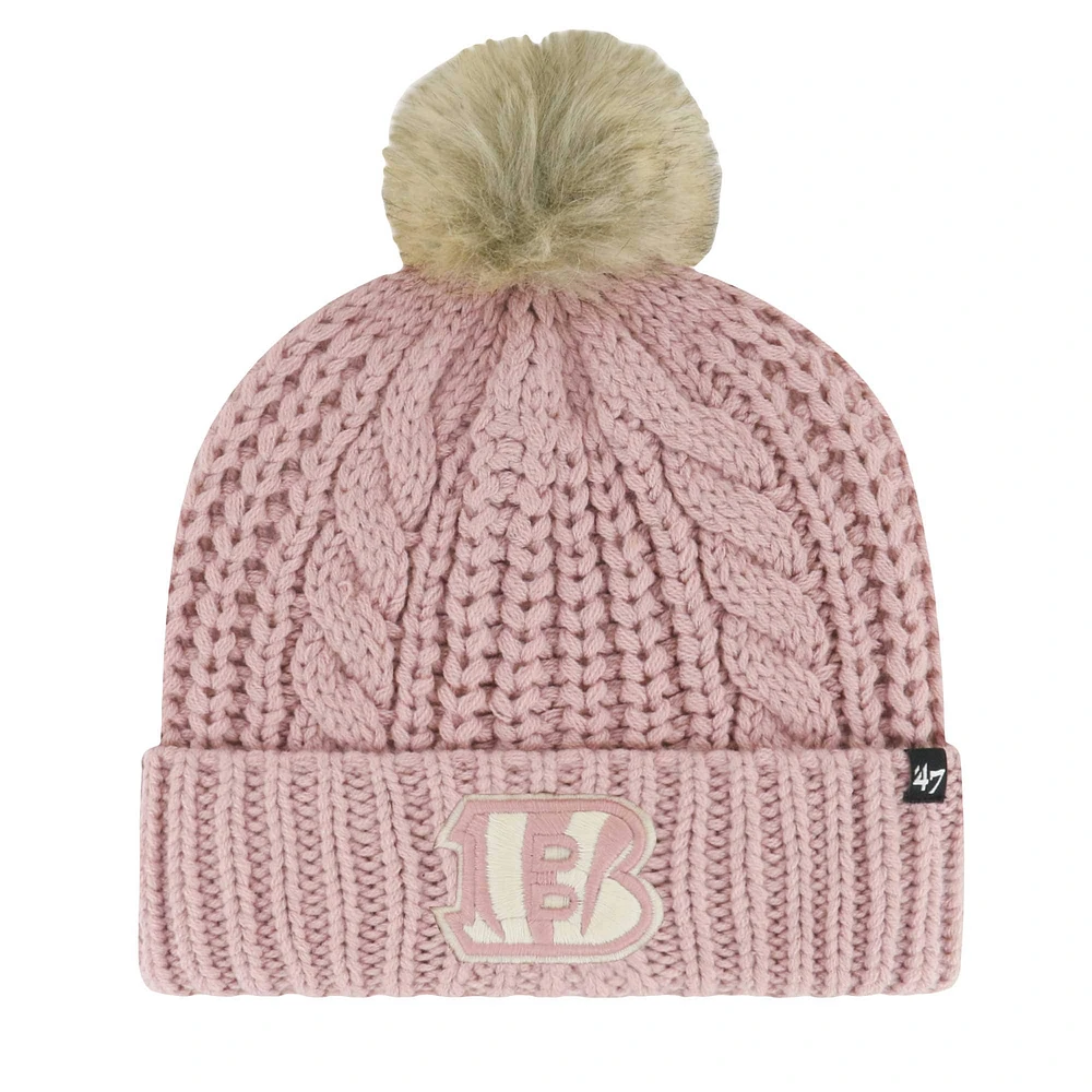 Bonnet tricoté à revers et pompon pour femme '47 Dusty Rose Cincinnati Bengals Meeko