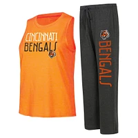 Ensemble débardeur et pantalon Concepts Sport pour femmes, noir/orange, Cincinnati Bengals