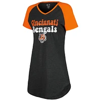 Women's Concepts Sport Black/Orange Cincinnati Bengals Raglan V-Neck Nightshirt