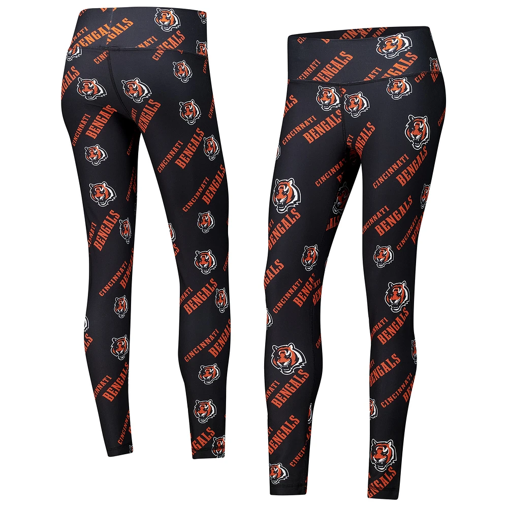 Women's Concepts Sport Black Cincinnati Bengals Breakthrough Allover Print Knit Sleep Leggings