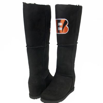 Women's Cuce Black Cincinnati Bengals Suede Knee-High Boots