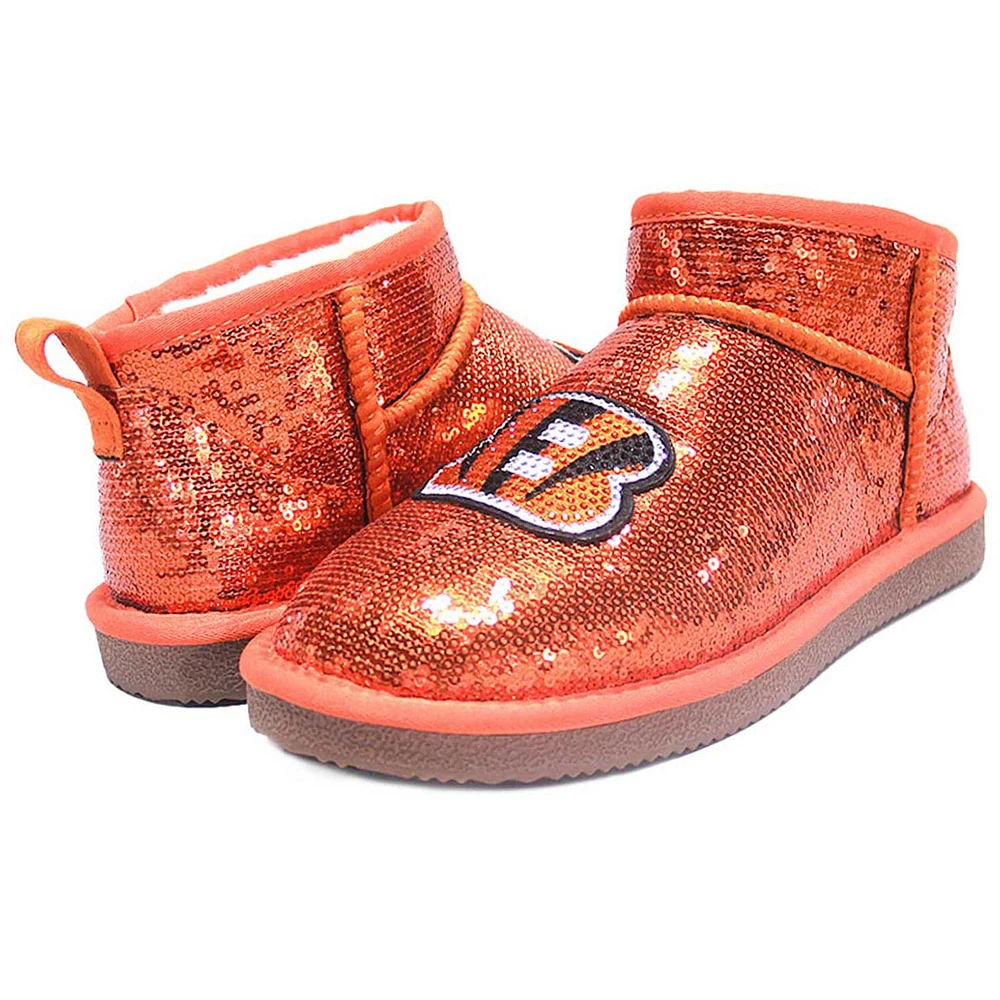 Bottines à paillettes Cuce Orange Cincinnati Bengals pour femmes