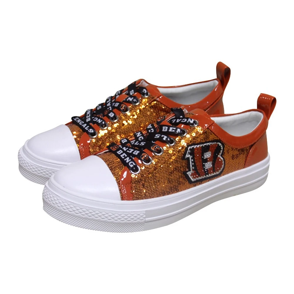 Baskets à paillettes Cuce Orange pour femmes de l'équipe des Bengals Cincinnati