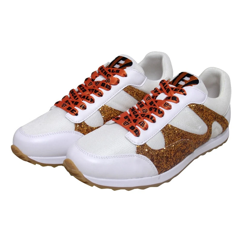 Women's Cuce  White Cincinnati Bengals Glitter Sneakers