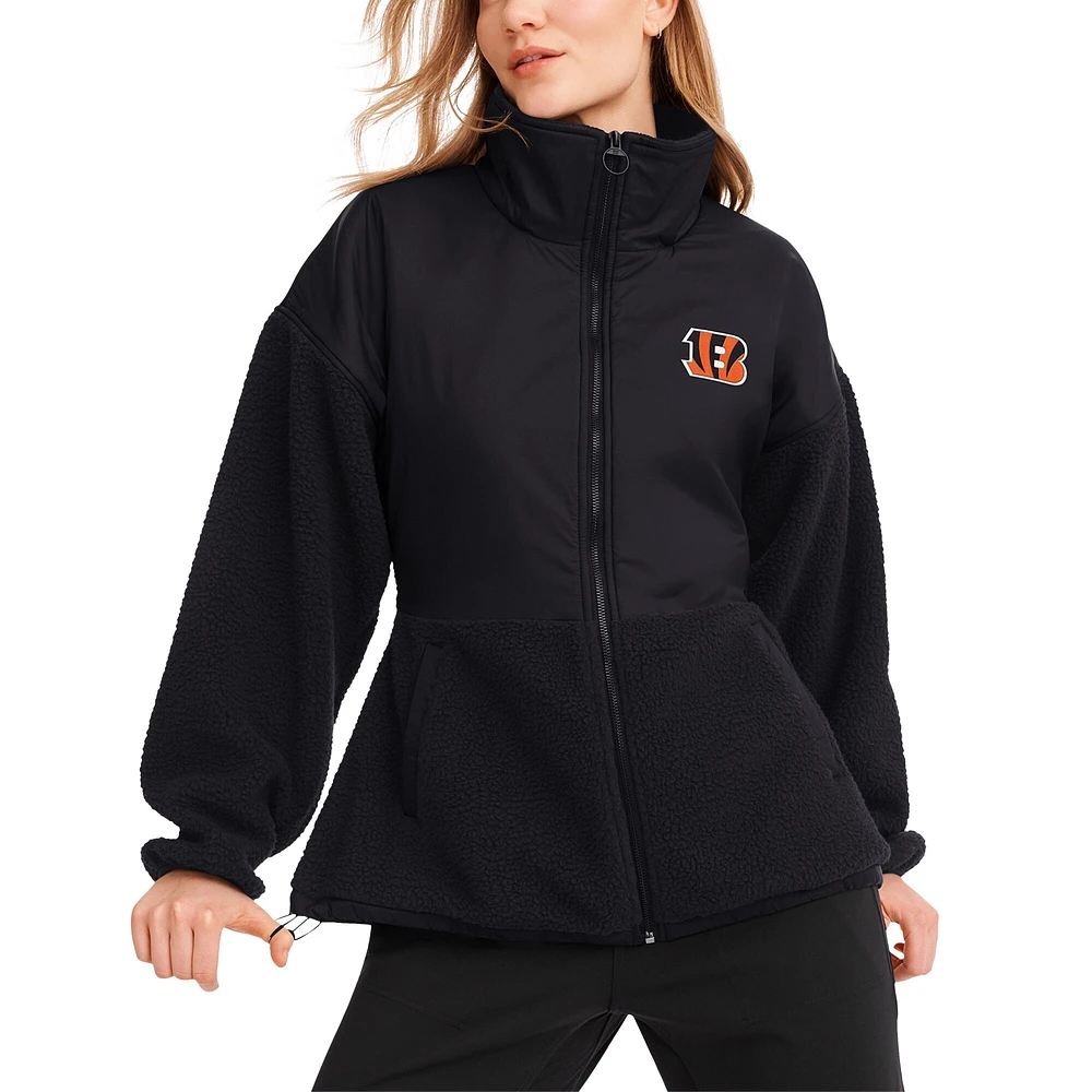 Veste noire à fermeture éclair intégrale DKNY Sport des Bengals de Cincinnati Drew pour femmes