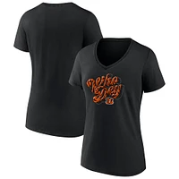 T-shirt col V noir fanatiques pour femmes Cincinnati Bengals Back Home Again