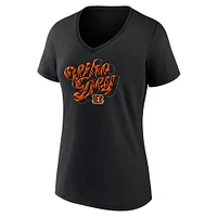 T-shirt col V noir fanatiques pour femmes Cincinnati Bengals Back Home Again