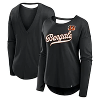 Women's Fanatics Black Cincinnati Bengals Core Long Sleeve Fashion T-Shirt
