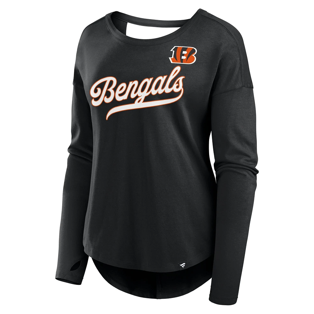 Women's Fanatics Black Cincinnati Bengals Core Long Sleeve Fashion T-Shirt