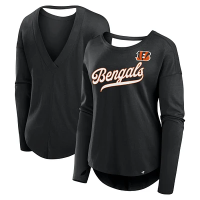 Women's Fanatics Black Cincinnati Bengals Core Long Sleeve Fashion T-Shirt