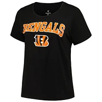 T-shirt noir grande taille Fanatics pour femmes des Bengals de Cincinnati avec logo en forme d'arc