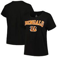 T-shirt noir grande taille Fanatics pour femmes des Bengals de Cincinnati avec logo en forme d'arc