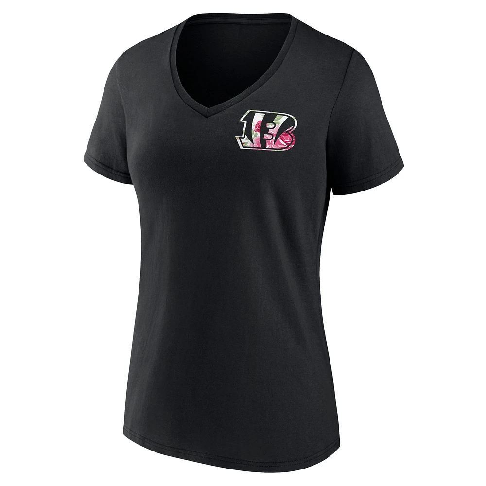 Fanatics pour femmes Noir Cincinnati Bengals Grande taille Fête des Mères #1 Maman T-shirt à col en V