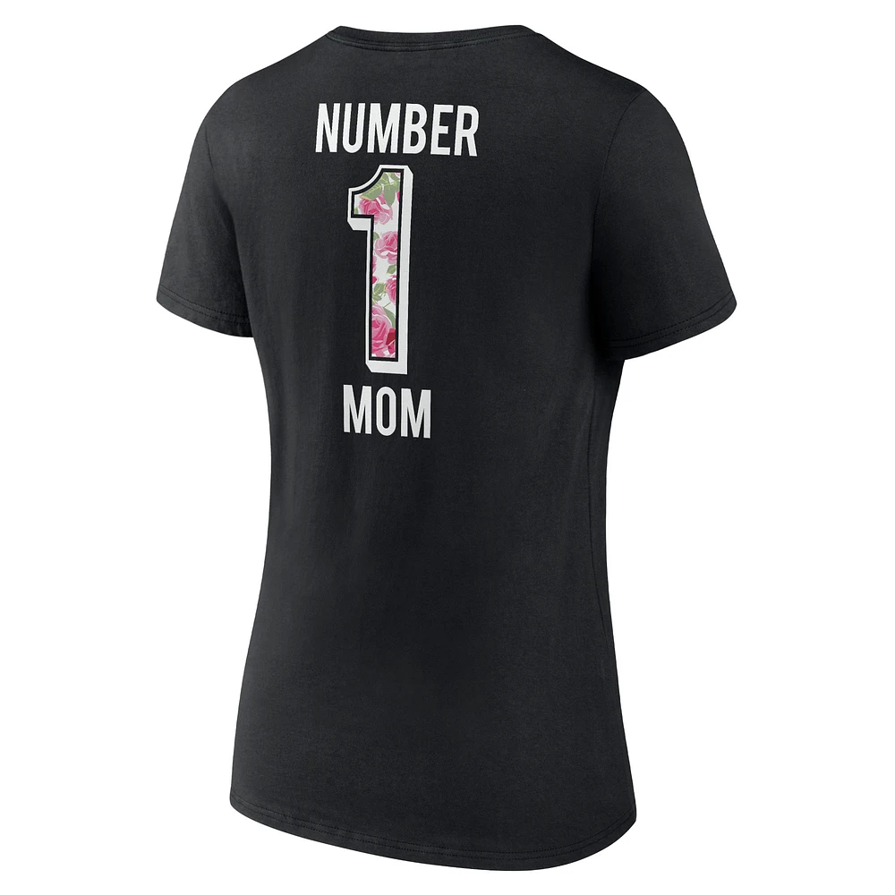 Women's Fanatics Black Cincinnati Bengals Plus Mother's Day #1 Mom V-Neck T-Shirt