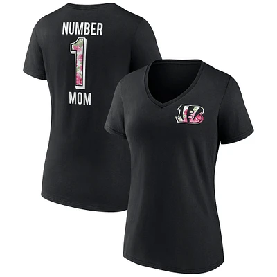 Women's Fanatics Black Cincinnati Bengals Plus Mother's Day #1 Mom V-Neck T-Shirt