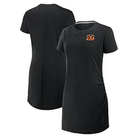 Robe t-shirt drapée froncée noire Fanatics pour femme des Bengals de Cincinnati