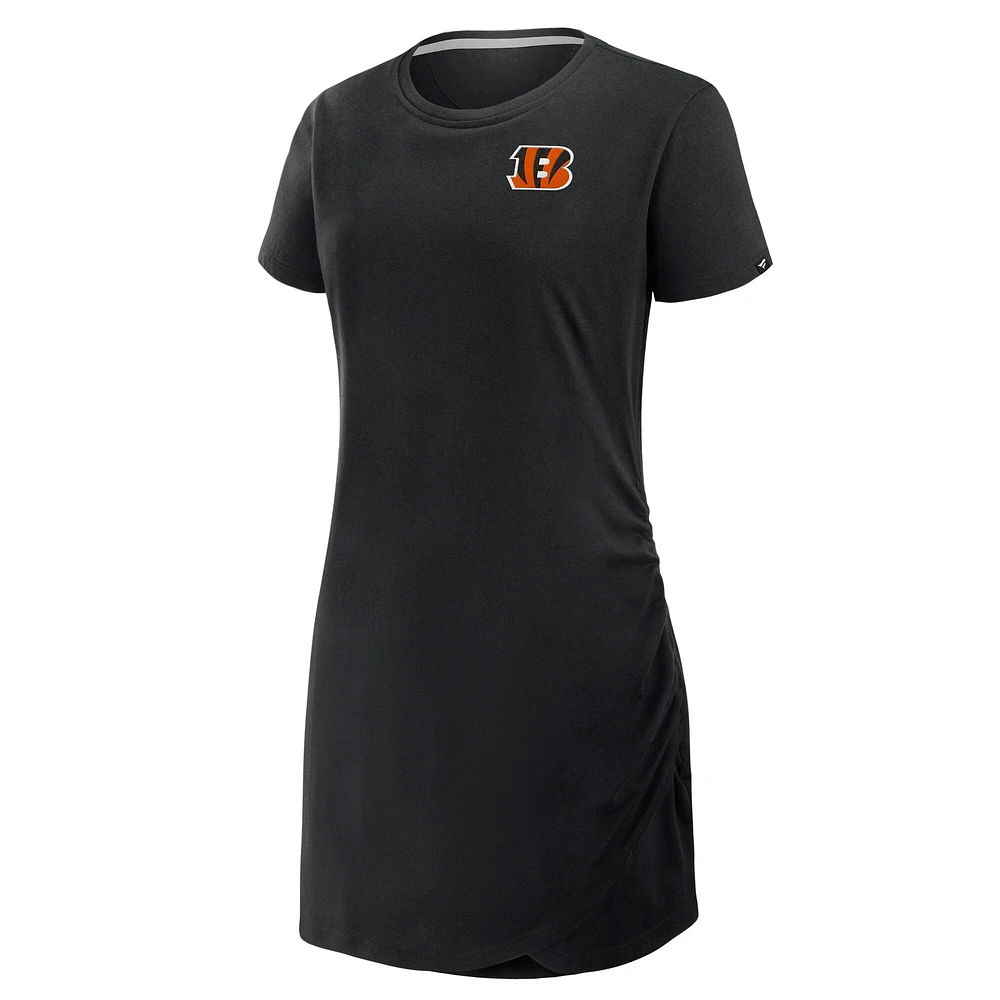 Robe t-shirt drapée froncée noire Fanatics pour femme des Bengals de Cincinnati