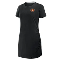 Robe t-shirt drapée froncée noire Fanatics pour femme des Bengals de Cincinnati