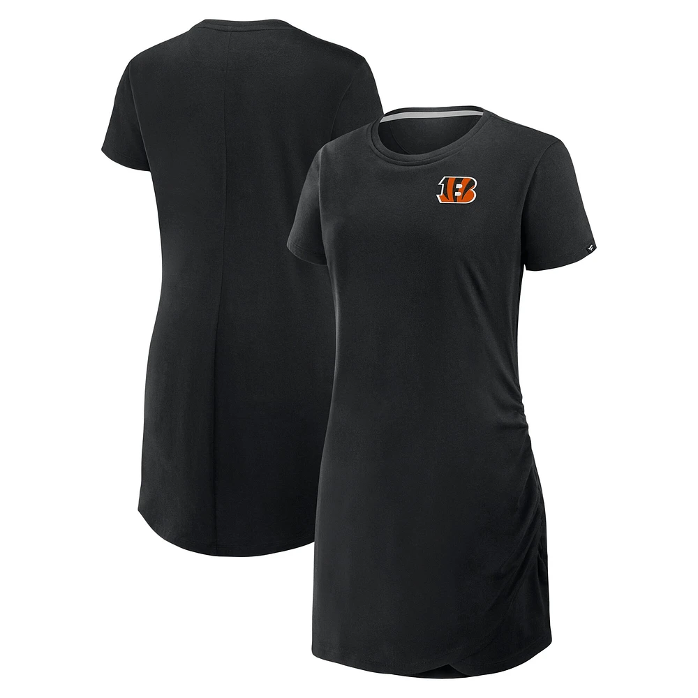 Robe t-shirt drapée froncée noire Fanatics pour femme des Bengals de Cincinnati