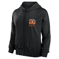 Sweat à capuche entièrement zippé Fanatics pour femmes, noir, Cincinnati Bengals Script Lock