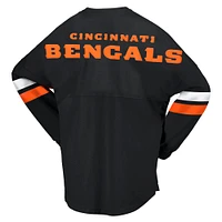 Women's Fanatics Black Cincinnati Bengals Spirit Jersey Lace-Up V-Neck Long Sleeve T-Shirt