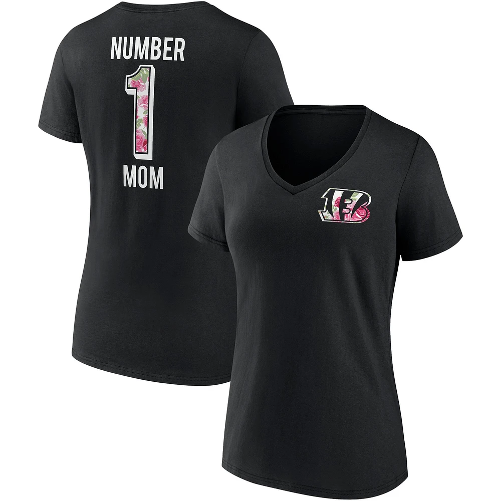 T-shirt noir à col en V de l'équipe Fanatics des Bengals Cincinnati pour femmes