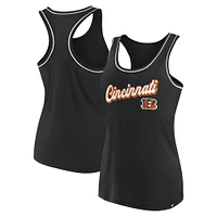 Débardeur noir à col rond et dos nageur avec logo Fanatics des Bengals de Cincinnati pour femmes