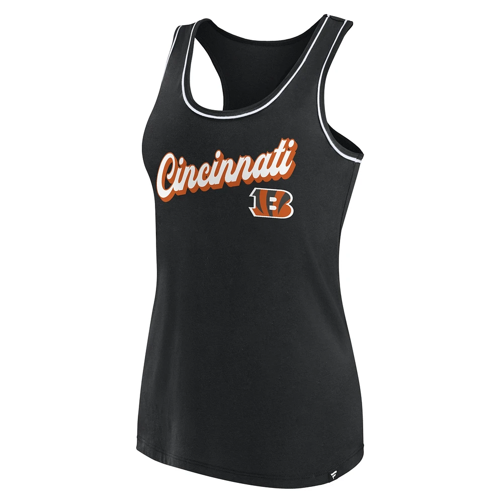 Women's Fanatics Black Cincinnati Bengals Wordmark Logo Racerback Scoop Neck Tank Top