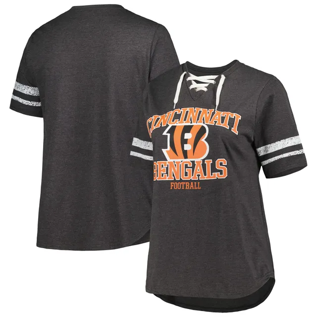 Women's Fanatics Branded Black Cincinnati Bengals Spirit Jersey Lace-Up  V-Neck Long Sleeve T-Shirt